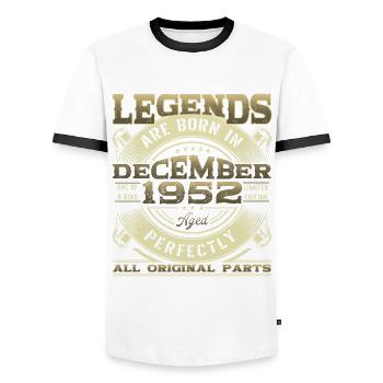 Né en décembre 1952 70e anniversaire Legende Mann - T-shirt contrasté Homme - blanc/noir - Devant - AI Model Female 172 light (172cm) & AI Model Male 178 dark (178cm)