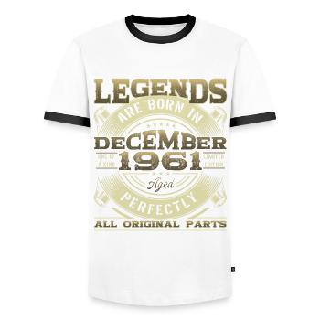 Born December 1961 61st birthday Legend Man - Men's Ringer Shirt - white/black - Front - AI Model Female 172 light (172cm) & AI Model Male 178 dark (178cm)