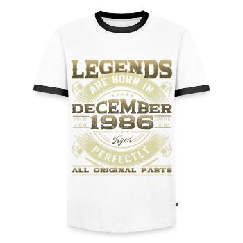Décembre Né 1986 36ème anniversaire Legend Man - T-shirt contrasté Homme - blanc/noir - Devant - AI Model Female 172 light (172cm) & AI Model Male 178 dark (178cm)