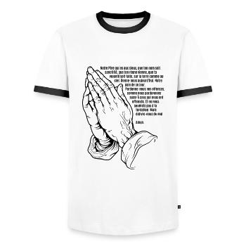 Beten - Vater unser im Himmel - Gebet - Männer Kontrast-T-Shirt - Weiß/Schwarz - Vorne - AI Model Female 172 light (172cm) & AI Model Male 178 dark (178cm)
