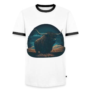 Yak poilu - T-shirt contrasté Homme - blanc/noir - Devant - AI Model Female 172 light (172cm) & AI Model Male 178 dark (178cm)