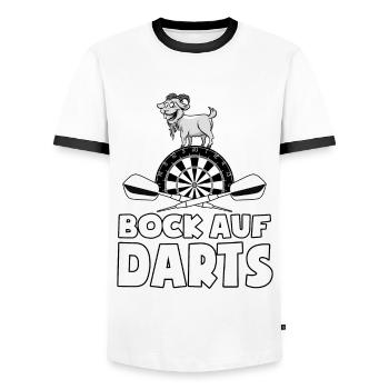 Bock auf Darts - Spruch - lustiges Wortspiel - Männer Kontrast-T-Shirt - Weiß/Schwarz - Vorne - AI Model Female 172 light (172cm) & AI Model Male 178 dark (178cm)
