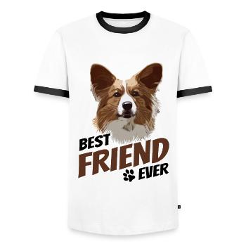 Corgie - best friend - dog owner - Men's Ringer Shirt - white/black - Front - AI Model Female 172 light (172cm) & AI Model Male 178 dark (178cm)