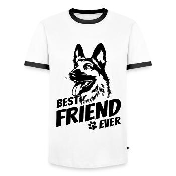 German Shepherd - best friend - dog owner - Men's Ringer Shirt - white/black - Front - AI Model Female 172 light (172cm) & AI Model Male 178 dark (178cm)