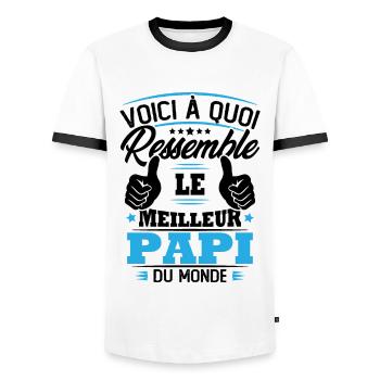 Voici à quoi ressemble le meilleur papi du monde - T-shirt contrasté Homme - blanc/noir - Devant - AI Model Female 172 light (172cm) & AI Model Male 178 dark (178cm)