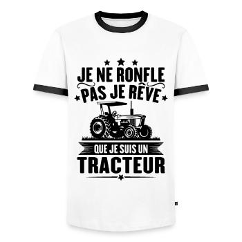 Je ne ronfle pas je rêve que je suis un tracteur - T-shirt contrasté Homme - blanc/noir - Devant - AI Model Female 172 light (172cm) & AI Model Male 178 dark (178cm)