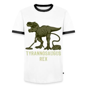 Staub saugen - Tyrannosaurus Saurierfan - Männer Kontrast-T-Shirt - Weiß/Schwarz - Vorne - AI Model Female 172 light (172cm) & AI Model Male 178 dark (178cm)