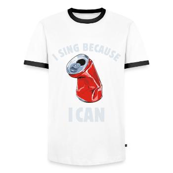 I Sing Because I Can - chanteur - jeu de mots - T-shirt contrasté Homme - blanc/noir - Devant - AI Model Female 172 light (172cm) & AI Model Male 178 dark (178cm)