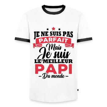 Je ne suis pas parfait meilleur papi du monde - T-shirt contrasté Homme - blanc/noir - Devant - AI Model Female 172 light (172cm) & AI Model Male 178 dark (178cm)