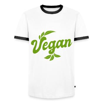 Grillen - Null Prozent Vegan - Fleischesser - Männer Kontrast-T-Shirt - Weiß/Schwarz - Vorne - AI Model Female 172 light (172cm) & AI Model Male 178 dark (178cm)