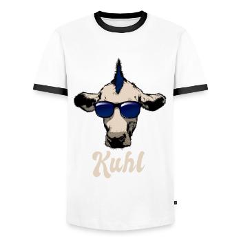 Cool Cow - Kuhl - Sunglasses - Punk - Men's Ringer Shirt - white/black - Front - AI Model Female 172 light (172cm) & AI Model Male 178 dark (178cm)