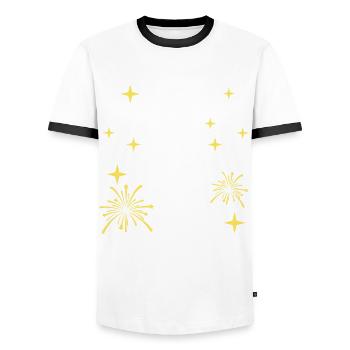 Bonne année - Oreille - Nouvel An - Réveillon du Nouvel An - Fête - T-shirt contrasté Homme - blanc/noir - Devant - AI Model Female 172 light (172cm) & AI Model Male 178 dark (178cm)