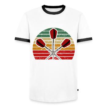 Je préfère jouer aux fléchettes - Dartfan - Vintage - T-shirt contrasté Homme - blanc/noir - Devant - AI Model Female 172 light (172cm) & AI Model Male 178 dark (178cm)