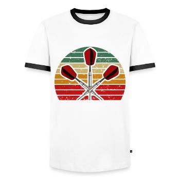 Je préfère jouer aux fléchettes - fan de fléchettes - dire - T-shirt contrasté Homme - blanc/noir - Devant - AI Model Female 172 light (172cm) & AI Model Male 178 dark (178cm)