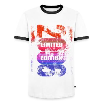 Limited Edition 2006 - Birthday - Vintage - Men's Ringer Shirt - white/black - Front - AI Model Female 172 light (172cm) & AI Model Male 178 dark (178cm)