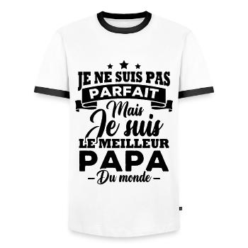 Je ne suis pas parfait meilleur papa du monde - T-shirt contrasté Homme - blanc/noir - Devant - AI Model Female 172 light (172cm) & AI Model Male 178 dark (178cm)