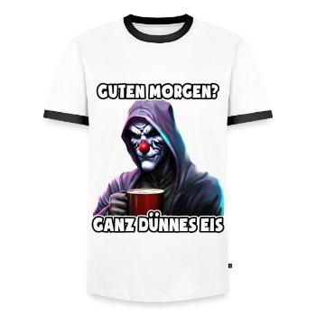 Ganz dünnes Eis - Morgenmuffel - fieser Clown - Männer Kontrast-T-Shirt - Weiß/Schwarz - Vorne - AI Model Female 172 light (172cm) & AI Model Male 178 dark (178cm)