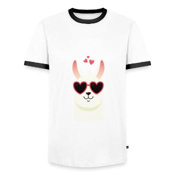 I Llove You Llots - Llama Alpaca Valentines Day - Men's Ringer Shirt - white/black - Front - AI Model Female 172 light (172cm) & AI Model Male 178 dark (178cm)