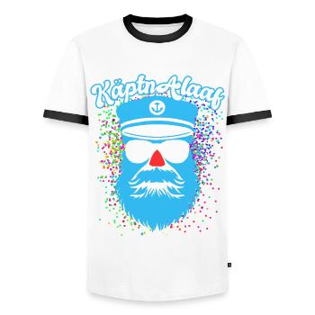 Fastnacht - Karneval - Kapitän Alaaf - Spruch - Männer Kontrast-T-Shirt - Weiß/Schwarz - Vorne - AI Model Female 172 light (172cm) & AI Model Male 178 dark (178cm)