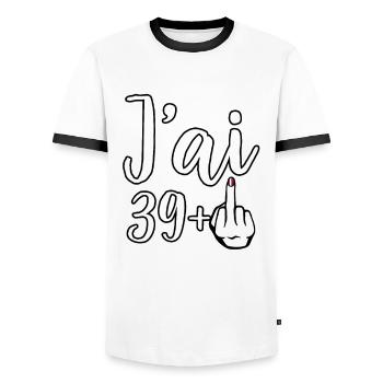 Ich bin 39 Plus 1 Mittelfinger 40. Geburtstag - Männer Kontrast-T-Shirt - Weiß/Schwarz - Vorne - AI Model Female 172 light (172cm) & AI Model Male 178 dark (178cm)
