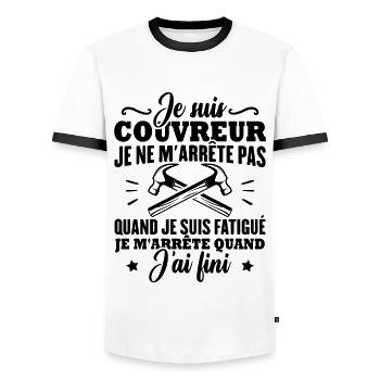 Je suis couvreur - T-shirt contrasté Homme - blanc/noir - Devant - AI Model Female 172 light (172cm) & AI Model Male 178 dark (178cm)