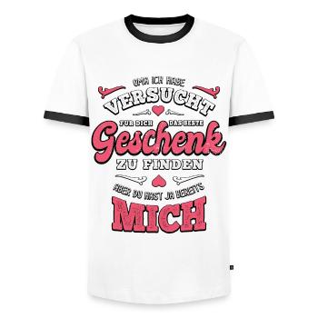 Das beste Geschenk für dich - Oma - Spruch - Männer Kontrast-T-Shirt - Weiß/Schwarz - Vorne - AI Model Female 172 light (172cm) & AI Model Male 178 dark (178cm)