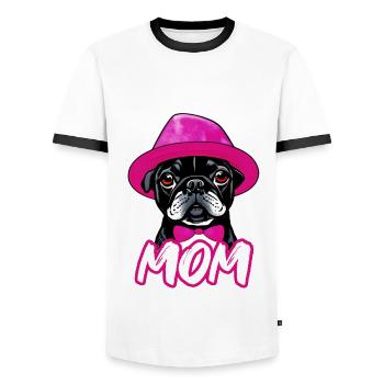 Cheeky Bulldog, mon fidèle compagnon - Maman - T-shirt contrasté Homme - blanc/noir - Devant - AI Model Female 172 light (172cm) & AI Model Male 178 dark (178cm)