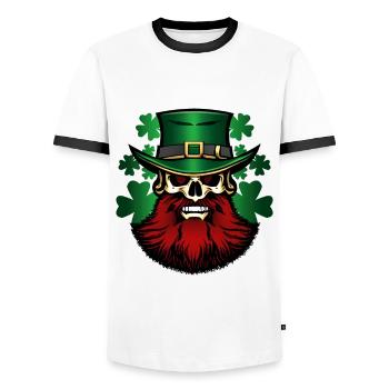 Bonne Saint-Patrick - Leprechaun - Shamrock - T-shirt contrasté Homme - blanc/noir - Devant - AI Model Female 172 light (172cm) & AI Model Male 178 dark (178cm)