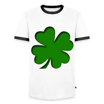St Patrick - Trèfle - Trèfle - T-shirt contrasté Homme - blanc/noir - Devant - AI Model Female 172 light (172cm) & AI Model Male 178 dark (178cm)