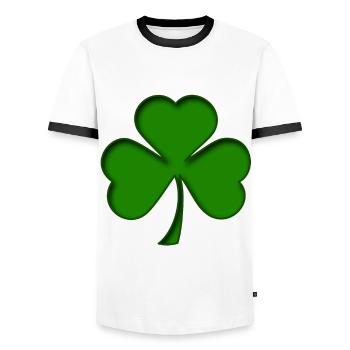 St Patrick - Trèfle - Shamrock 3D - T-shirt contrasté Homme - blanc/noir - Devant - AI Model Female 172 light (172cm) & AI Model Male 178 dark (178cm)