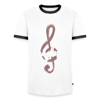 Klangkörper - Musik - Chor - Orchester - Dirigent - Männer Kontrast-T-Shirt - Weiß/Schwarz - Vorne - AI Model Female 172 light (172cm) & AI Model Male 178 dark (178cm)