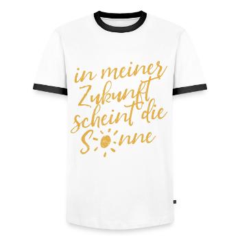 Zukunft - Sonne - Optimismus Motivation - Spruch - Männer Kontrast-T-Shirt - Weiß/Schwarz - Vorne - AI Model Female 172 light (172cm) & AI Model Male 178 dark (178cm)