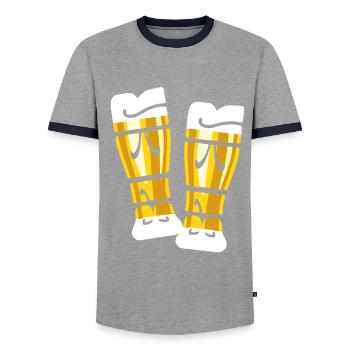 Durst - Bier trinken - Weizenbier - anstoßen - Männer Kontrast-T-Shirt - Grau/Navy  - Vorne - AI Model Female 172 light (172cm) & AI Model Male 178 light (178cm)