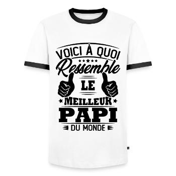 Voici à quoi ressemble le meilleur papi du monde - T-shirt contrasté Homme - blanc/noir - Devant - AI Model Female 172 light (172cm) & AI Model Male 178 dark (178cm)