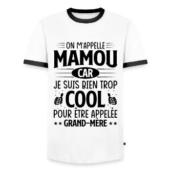 On m'appelle mamou - T-shirt contrasté Homme - blanc/noir - Devant - AI Model Female 172 light (172cm) & AI Model Male 178 dark (178cm)