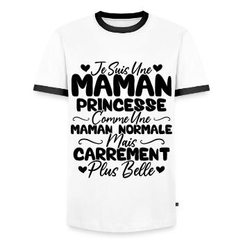 Je Suis Une Maman Princesse Carrément Plus Belle - T-shirt contrasté Homme - blanc/noir - Devant - AI Model Female 172 light (172cm) & AI Model Male 178 dark (178cm)