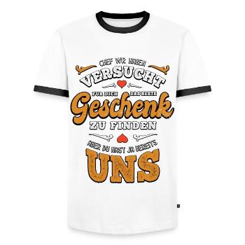 Das beste Geschenk für dich - Chef - Spruch - Männer Kontrast-T-Shirt - Weiß/Schwarz - Vorne - AI Model Female 172 light (172cm) & AI Model Male 178 dark (178cm)