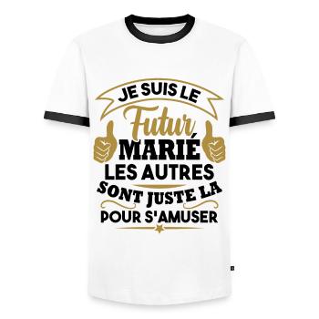 Je suis le futur marié - T-shirt contrasté Homme - blanc/noir - Devant - AI Model Female 172 light (172cm) & AI Model Male 178 dark (178cm)