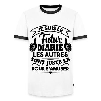 Je suis le futur marié - T-shirt contrasté Homme - blanc/noir - Devant - AI Model Female 172 light (172cm) & AI Model Male 178 dark (178cm)