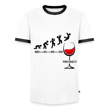 Wein Woche Endlich Freitag Wochenende Wein Party - Männer Kontrast-T-Shirt - Weiß/Schwarz - Vorne - AI Model Female 172 light (172cm) & AI Model Male 178 dark (178cm)