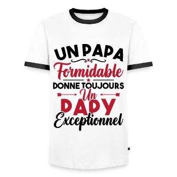 un papa formidable donne un papy exceptionnel - T-shirt contrasté Homme - blanc/noir - Devant - AI Model Female 172 light (172cm) & AI Model Male 178 dark (178cm)