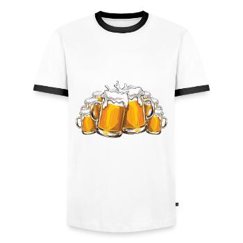Tagesbedarf - Bier trinken - Vitamin C - Spruch - Männer Kontrast-T-Shirt - Weiß/Schwarz - Vorne - AI Model Female 172 light (172cm) & AI Model Male 178 dark (178cm)