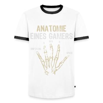 Gamer Anatomie - Gaming - Computerspiele - Männer Kontrast-T-Shirt - Weiß/Schwarz - Vorne - AI Model Female 172 light (172cm) & AI Model Male 178 dark (178cm)