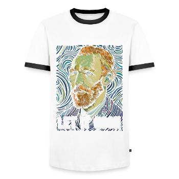Let it Gogh - Artistes - Vincent van Gogh - Dire - T-shirt contrasté Homme - blanc/noir - Devant - AI Model Female 172 light (172cm) & AI Model Male 178 dark (178cm)