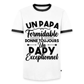 un papa formidable donne un papy exceptionnel - T-shirt contrasté Homme - blanc/noir - Devant - AI Model Female 172 light (172cm) & AI Model Male 178 dark (178cm)