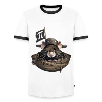 Pi Rat - Pirate, jeu de mots amusant avec rat - T-shirt contrasté Homme - blanc/noir - Devant - AI Model Female 172 light (172cm) & AI Model Male 178 dark (178cm)