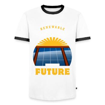 Renewable energy is the future - Photovoltaics - Men's Ringer Shirt - white/black - Front - AI Model Female 172 light (172cm) & AI Model Male 178 dark (178cm)