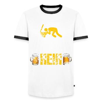 Warum hast du nicht nein gesagt? Saufen Kotzen - Männer Kontrast-T-Shirt - Weiß/Schwarz - Vorne - AI Model Female 172 light (172cm) & AI Model Male 178 dark (178cm)