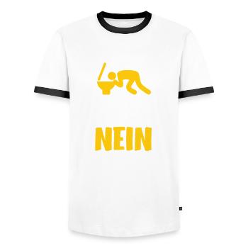Warum hast du nicht nein gesagt? Saufen Kotzen - Männer Kontrast-T-Shirt - Weiß/Schwarz - Vorne - AI Model Female 172 light (172cm) & AI Model Male 178 dark (178cm)