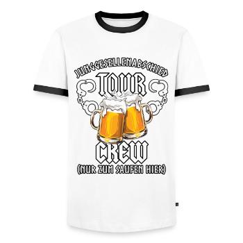 Junggesellenabschied Tour Crew Nur zum Saufen hier - Männer Kontrast-T-Shirt - Weiß/Schwarz - Vorne - AI Model Female 172 light (172cm) & AI Model Male 178 dark (178cm)